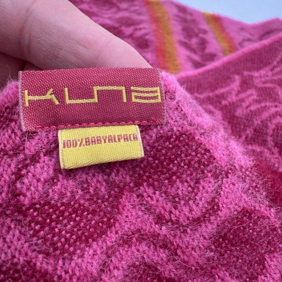 Kuna Baby Alpaca Scarf Fringe Pink soft warm patterned - Picture 7 of 7